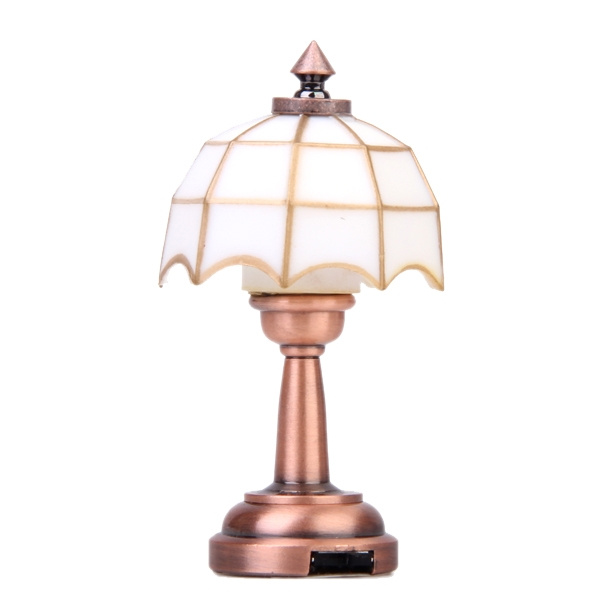 Bronze Metal 1 12 Dollhouse Miniature Led Desk Lamp Model With Umbrella Shape Lampshade Wish Dollhouse Miniature Led Desk Lamp Model, Umbrella Shaped Lamp Shade