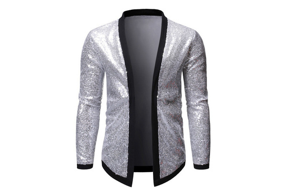 Men Sable Fur Coat|men's Sequin Jacket - Korean Fashion Zipper Lapel Coat  For Spring/autumn