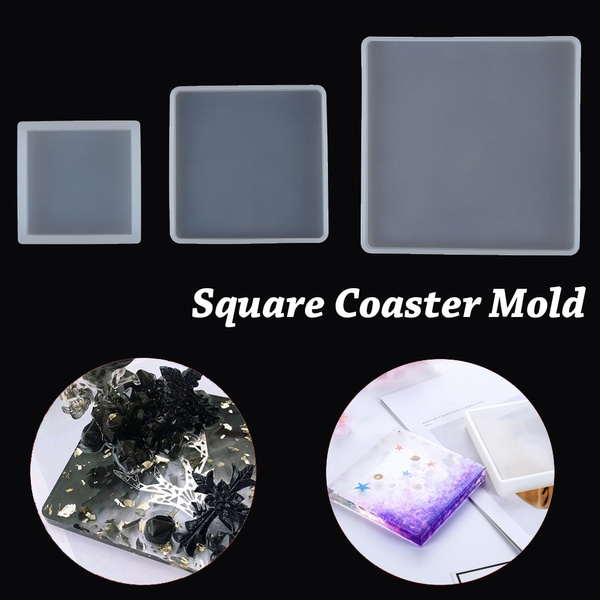 Transparent Fluid Arts Square Coaster Resin Casting Molds Silicone Epoxy Moulds//