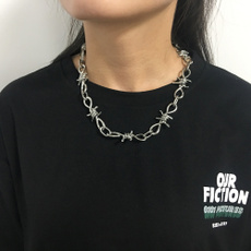 Wire Brambles Necklace Women Hip-hop Punk Style Barbed Wire Brambles Link Chain Choker  Collar  Accessories Gifts for Friends