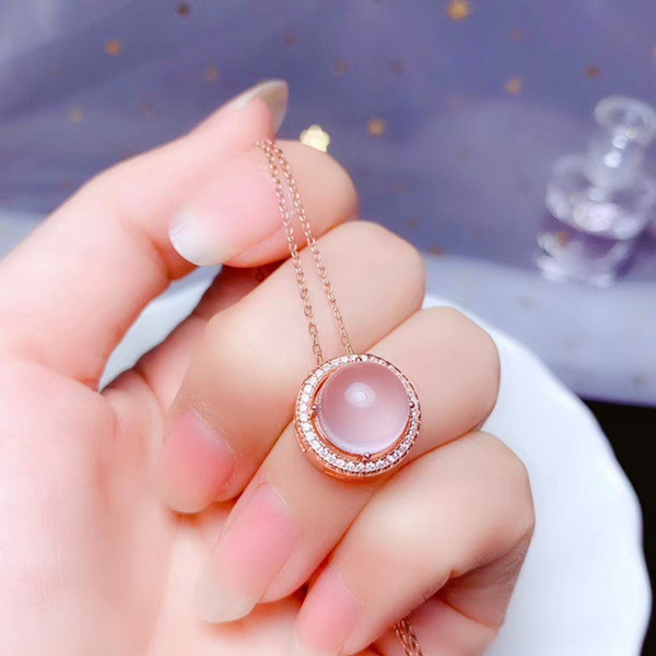 Rose quartz hot sale silver pendant