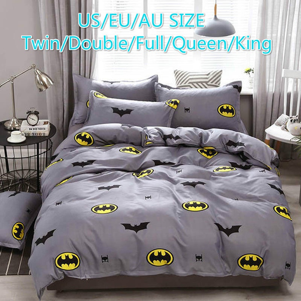 Batman Super Hero Quilt Cover Bedding Sheet Set Grey Single Double Queen King 
