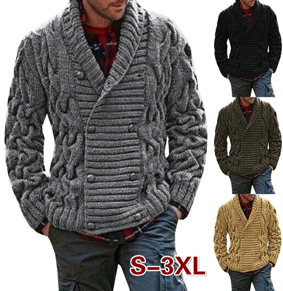 mens double breasted cardigan sweater