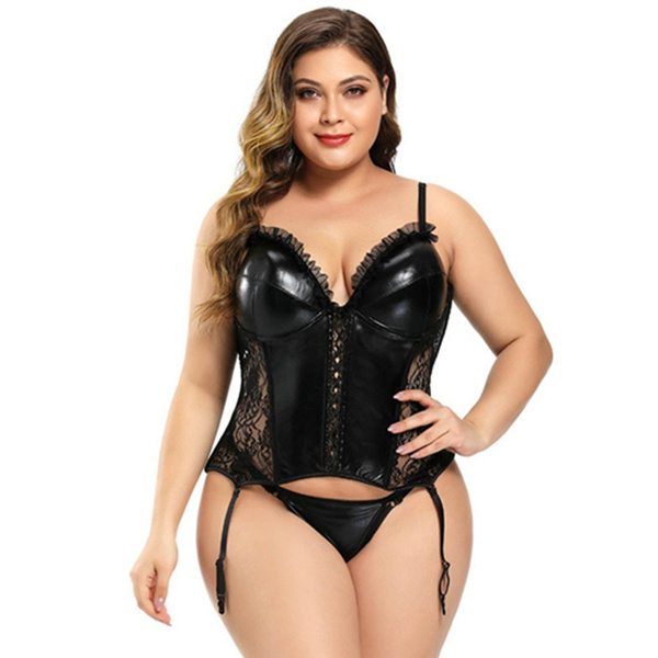 Erotic Plus Size Corset, Curvy Lingerie Body Corsage With Gold