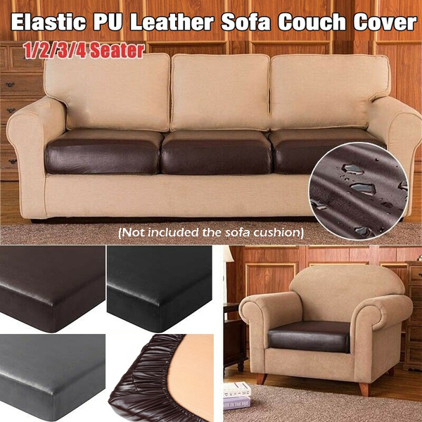 1 2 3 4 Seater Elastic Pu Leather, Brown Leather Sofa Cushion Covers
