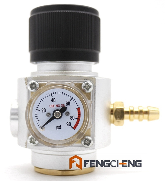 0-90PSI T21 x 4 CO2 Charger Pressure Meter CO2 Tank Direct Adapter Pressure Gauge Charger Kit CO2 Mini Gas Regulator