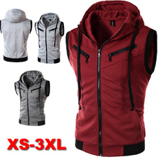 hoodedmensvest, polyestermensvest, Plain class, Men's vest