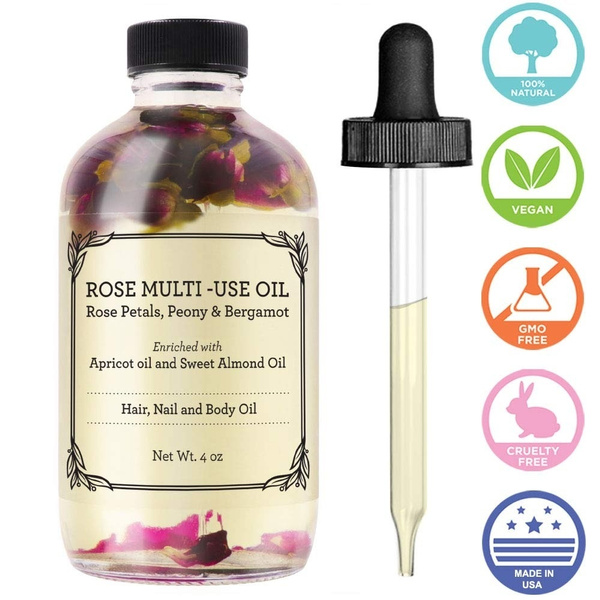 10ml Rose Multi Use Oil For Face Body Hair Hydrates Skin Restores Hair S Natural Shine Rose Petals Peony Bergamot Enriched With Apricot Oil Sweet Almond Oil