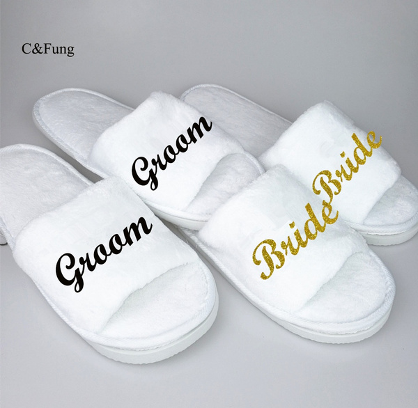 Wedding slippers glitter black groom 