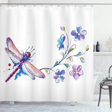 butterfly, dragon fly, Bathroom, Flowers