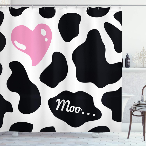 Cow Print Shower Curtain Camouflage, Pink Black And White Shower Curtain Design