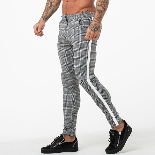 New Casual Plaid Pants Men Bottom 