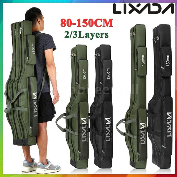 Lixada 80-150cm Two / Three Layers Fishing Bag Portable Folding Fishing Rod  Reel Tackle Tool Carry Case Carrier Travel Bag