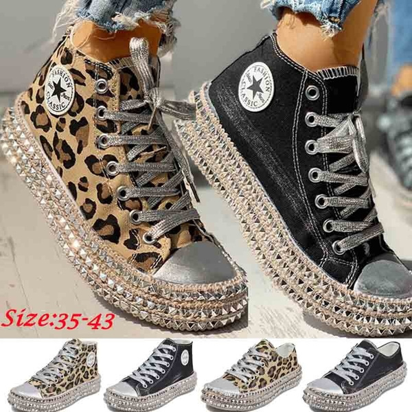 leopard rivet sneakers