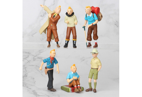 UZSXHJ Tintin 6Pcs Figures Cake Toppers Dekoration für Geburtstags Party for Baby Shower Party Decoration Figuren Party Kuchen Dekoration Cake Topper Für Kinde
