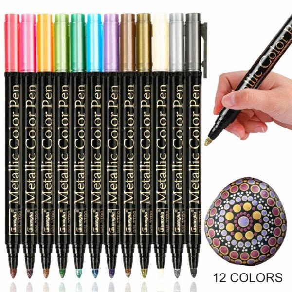 12 Colors Marker Pens DIY Craft Scrapbook Card Rock Painting Pens New