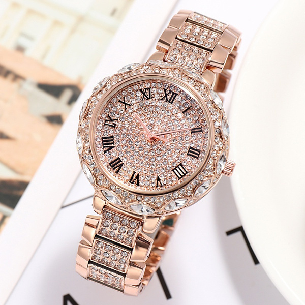 New Fashion Luxury Design Full Of Shiny Rhinestone Quartz Wrist