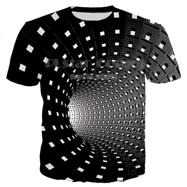 2019 New Fashion Newest 3D Printing T Shirt Black And White Vertigo ...