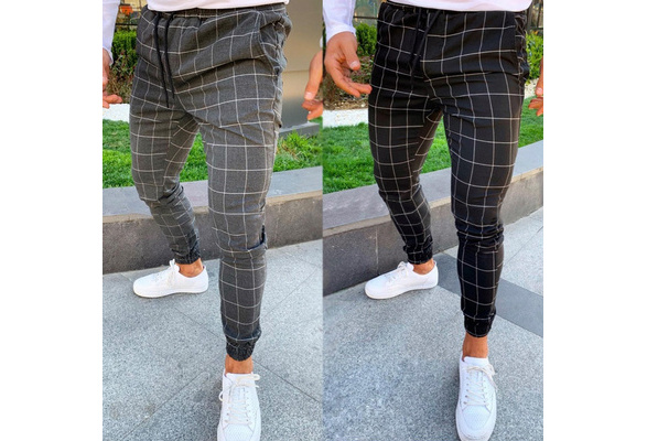 Plaid drawstring jogger pants – Tin Kup