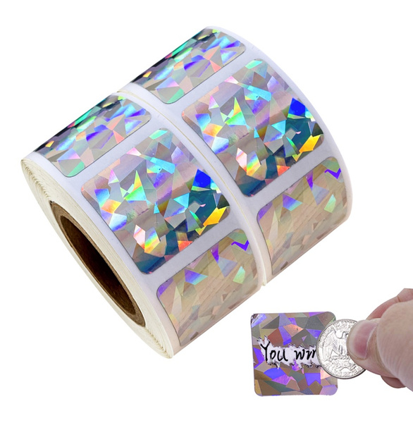 My Scratch Offs 1 Inch Square Metallic Silver Hologram Scratch Off Sticker Labels - 300/600 Pack | Wish