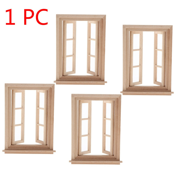 1/12 Doll House Miniature Wooden 6-pane Window Frame White