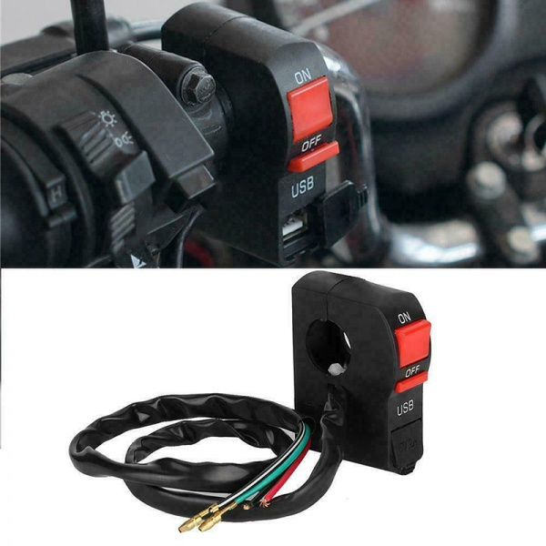 Motorcycle Motorbike Electromobile Handlebar Usb Charger Socket Waterproof W Switch Wish