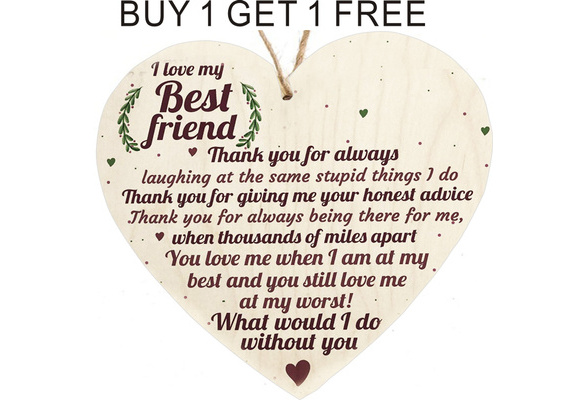 HouGoGn Best Friend Birthday Gifts Women Good Friends Gifts Wooden Plaque Under 10 Dollars Gift for for Women 8X4