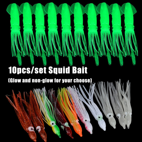 10pcs/set Lifelike Squid Bait Fishing Luminous Glow Octopus Squid Lure