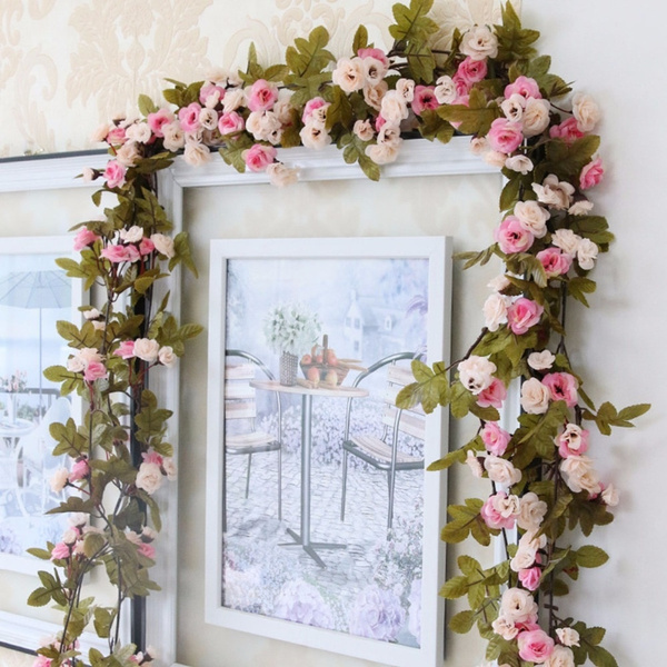 Artificial Flowers Arrangements Rose Silk Vine Garland Wedding Arch Decor 