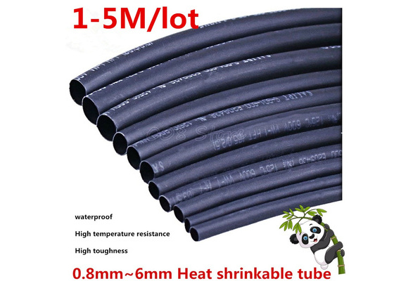 Heat Shrinkable Tube Shrink Tubing 5M Black 3mm Dia 