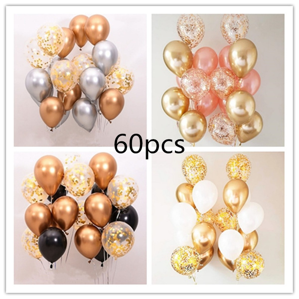 60-Piece Gold Balloons Pack - Metallic Party Balloons For Decorations