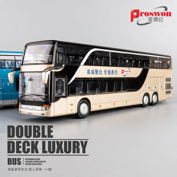 High quality 1:32 alloy pull back model,high imitation Double sightseeing bus 
