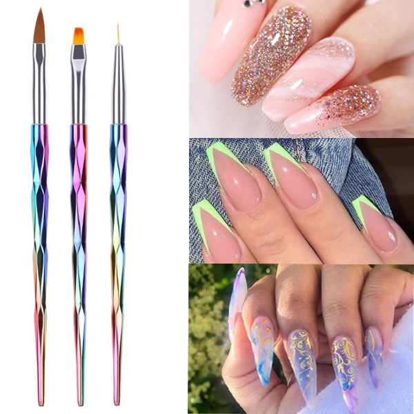 3pcs Set Nail Print Pen Acrylic Nail Art Brush Uv Gel Brush Nail Art Brushes For Manicure Pinceau Nail Art Pincel Wish