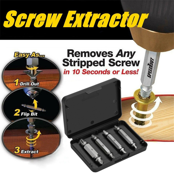 4pcs Damaged Broken Screw Extractor Stud Puller Remover Easy Out Drill Set 