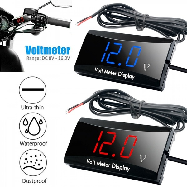 12v Led Mini Waterproof Display Voltmeter Car Voltage Volt Gauge Panel Meter