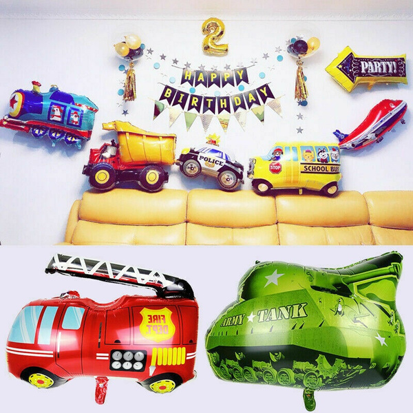 Cartoon Foil Balloon Ambulance Police Car School Bus Tank Train Fire Truck  Birthday Party Home Decor Kids Children Toys Gifts | Wish