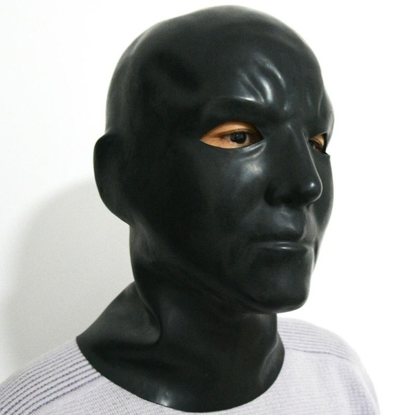 Black Latex Rubber Gummi Mask Long Neck Head Cosplay Fetish Anatomical