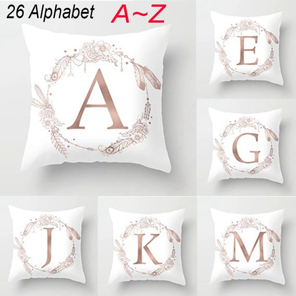 English Alphabet Letters Throw Pillow Case Sofa Car Waist Cushion Cover Decor