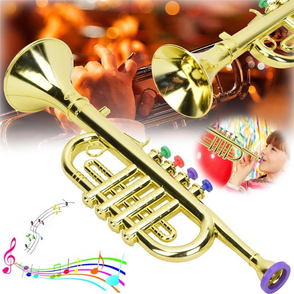 Random Color NUOBESTY Simulation Plastic Trumpet Musical Instrument Toys for Kids to Play 10Pcs 