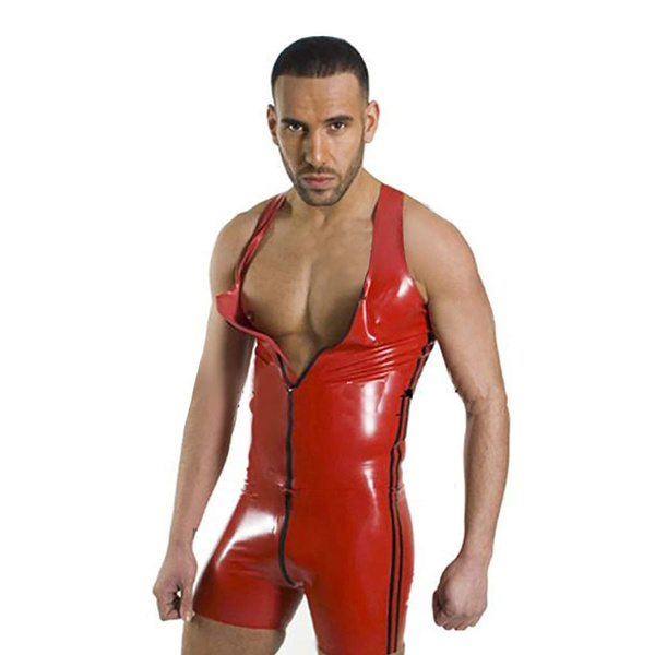 red latex jumpsuit costume