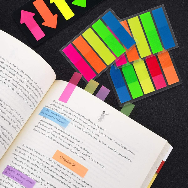 1200 PCS Sticky Notes Index Label Text Highlighter Strips, Transparent Tabs  Flags Stickers for Page Marker, Pietydeko