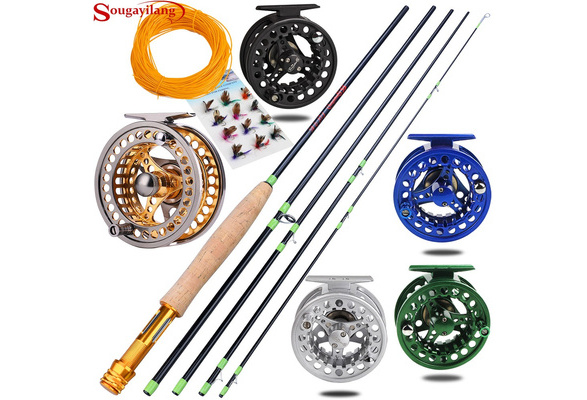 Fly Fishing Rod Reel Combos with 5 Section 270cm 9' Lightweight Fly Rod and  CNC-machined Aluminum Alloy Fly Reel,Fly Fishing Line Lure