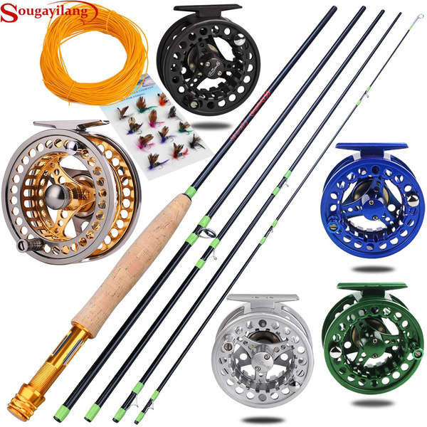 Fly Fishing Rod Reel Combos with 5 Section 270cm 9' Lightweight Fly Rod and  CNC-machined Aluminum Alloy Fly Reel,Fly Fishing Line Lure