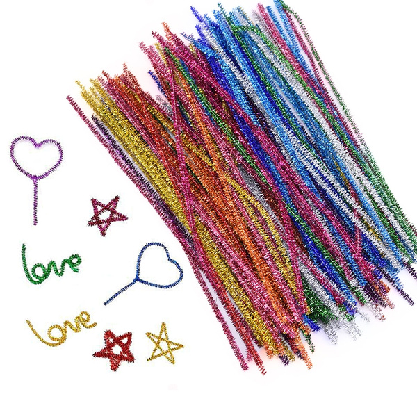 100pcs/lot 30cm Glitter Chenille Stems Pipe Cleaners Plush Tinsel Stems  Wired Sticks Kids Educational Toys DIY Craft Supplies - AliExpress