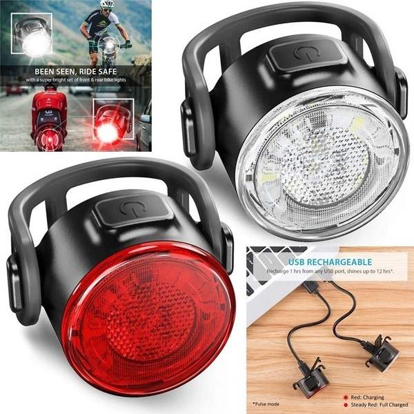 USB Rechargeable Bicycle Headlight LED Bike Head Light Front Rear Lamp Cycling
