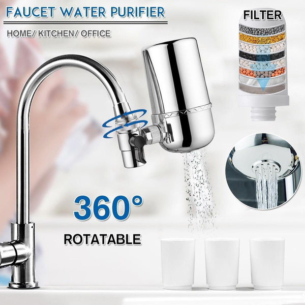 Faucet Water Filter With Ceramic Cartridge 360 Degree Rotatable Tap Filtration System For Hard Reduces Lead Fluoride Chlorine Easy Installation Purifier Home Kitchen Bathroom Wish - Best Bathroom Sink For Hard Water