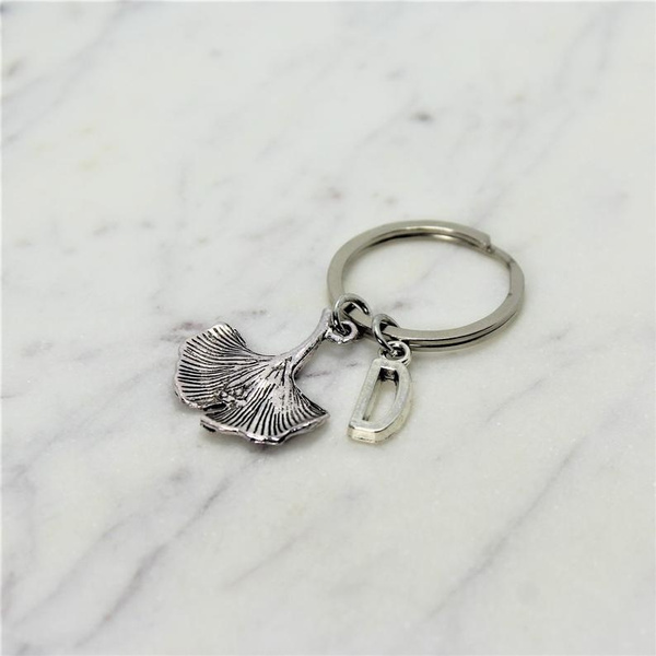 Ginkgo Leaf Keyring Strength Keychain Initial Keyring Personalized Keychain Personalized Gift For Her Customisable Gift Gift For Her Wish