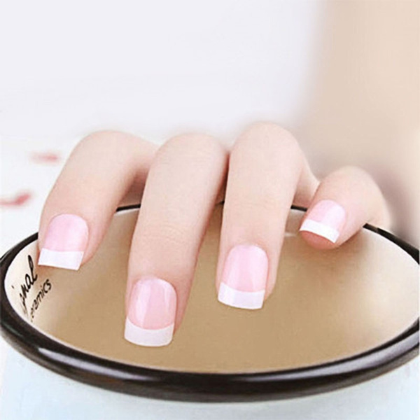 soft pink short nails