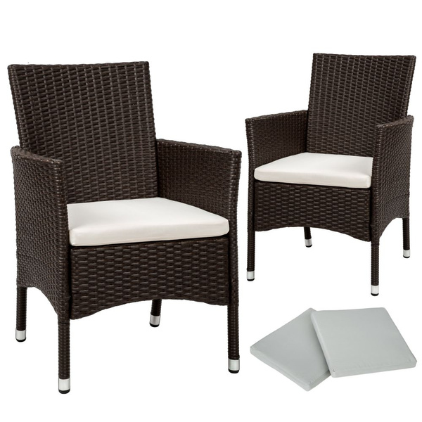2 garden chairs rattan + 4 seat covers Rattanstühle Tuinstoelen