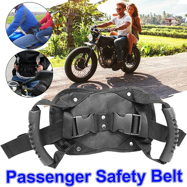 QKFON Motorcycle Passenger Safety Belt Adult Children Cycling Seat Belt Adjustable Motorbikes Safety Strap Portective Strap With Grab Handle For Riding Cycling 